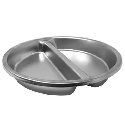 Medium Round 1/2 Divided Food Pan in Stainless Steel