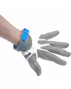 2X Blue Safety Cut Proof Stab Resistant Stainless Steel Mesh Butcher Glove  High Performance Level 5 Protection Size S