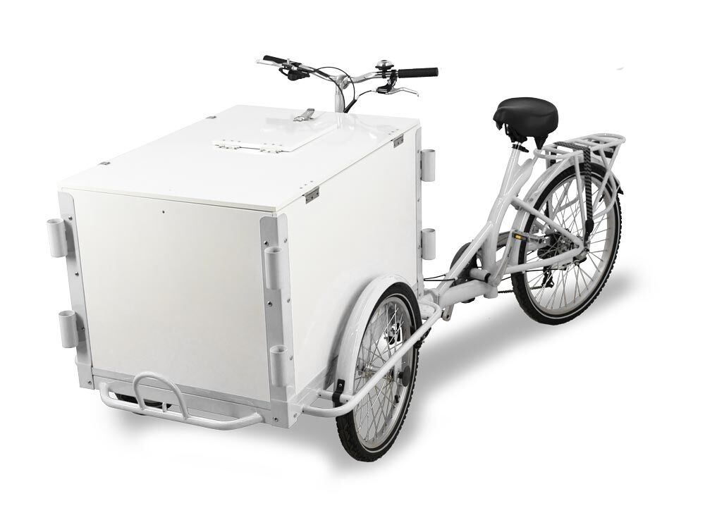 Nella Tricycle White Ice Cream Bike with Wooden Box 46660